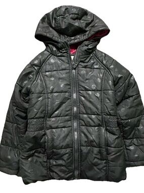 Girl’s Roebuck & Co Black Polka Dotted Winter Puffer Jacket Size Medium (5/6)